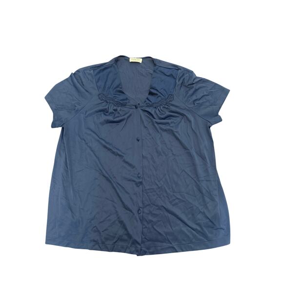 Vintage Vanity Fair Womens Pajama Set Sz XL Made In USA Blue - Picture 2 of 9